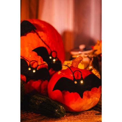 LED Dekorativni lanac HALLOWEEN 10xLED/2xAA/topla bijela 1,3m šišmiši