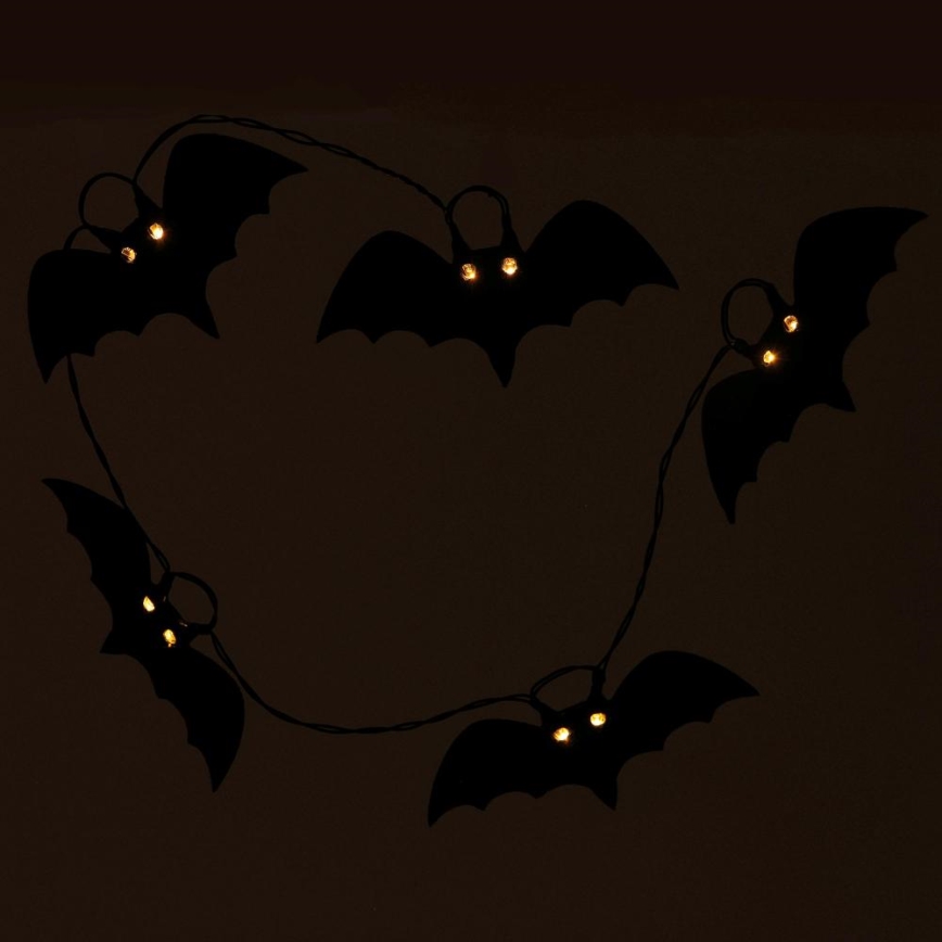 LED Dekorativni lanac HALLOWEEN 10xLED/2xAA/topla bijela 1,3m šišmiši