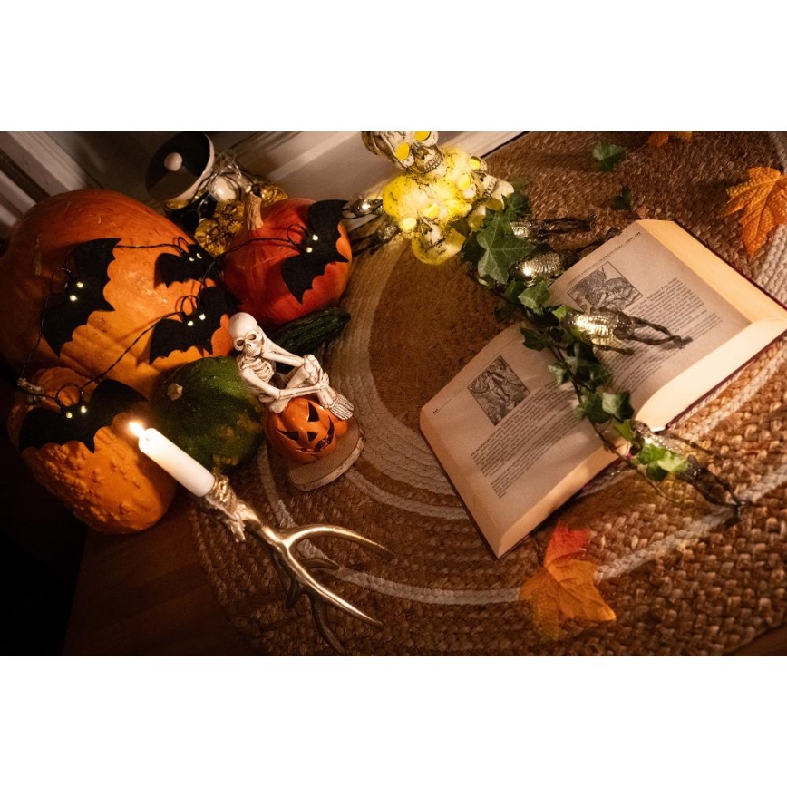LED Dekorativni lanac HALLOWEEN 10xLED/2xAA/topla bijela 1,3m šišmiši