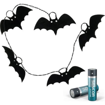 LED Dekorativni lanac HALLOWEEN 10xLED/2xAA/topla bijela 1,3m šišmiši
