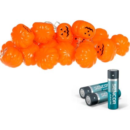 LED Dekorativni lanac HALLOWEEN 20xLED/3xAA/topla bijela 3,3m bundeva