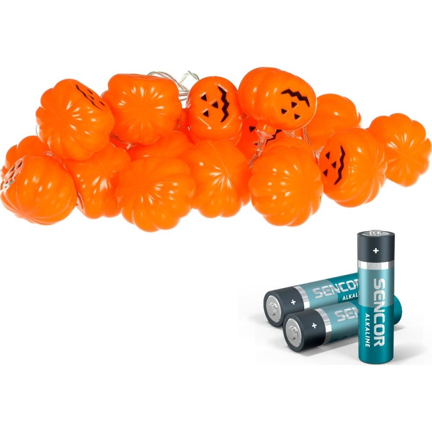 LED Dekorativni lanac HALLOWEEN 20xLED/3xAA/topla bijela 3,3m bundeva