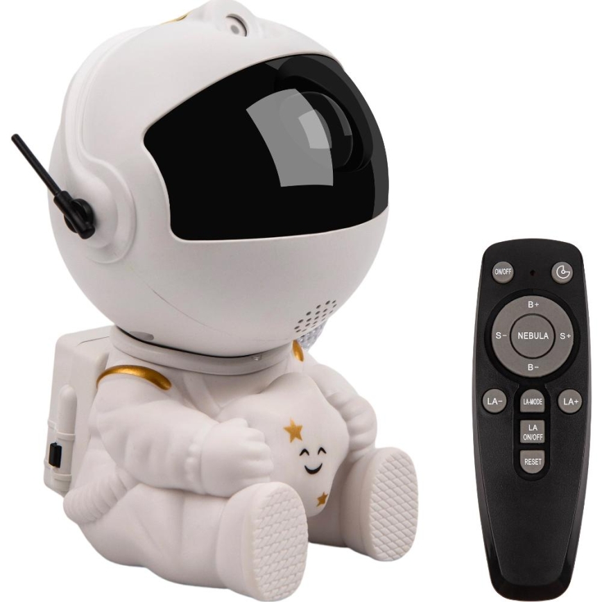 LED Dječji projektor 230V astronaut 12,5 cm + daljinski upravljač