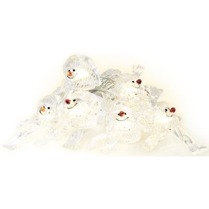 LED  lanac 10xLED/2xAA/topla bijela 1,65m snjegovići