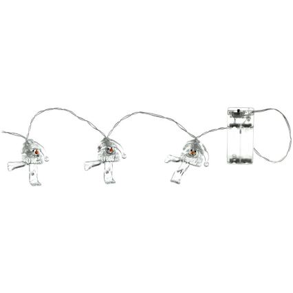 LED  lanac 10xLED/2xAA/topla bijela 1,65m snjegovići