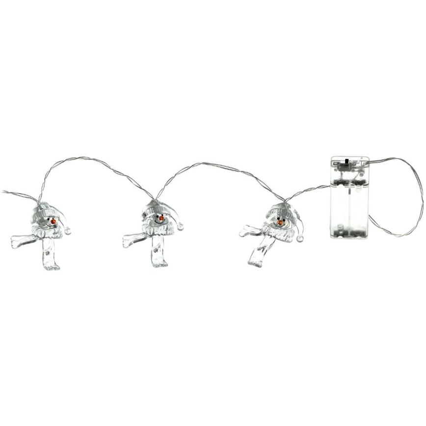LED  lanac 10xLED/2xAA/topla bijela 1,65m snjegovići