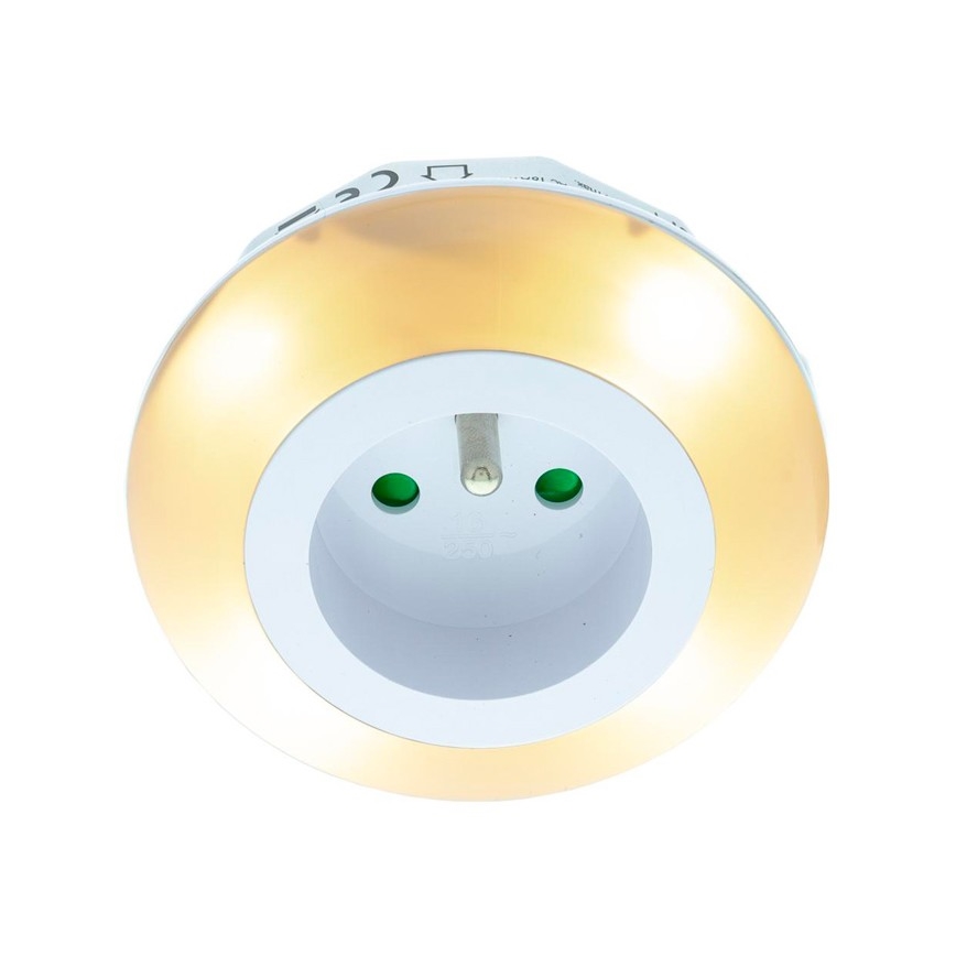 LED Orijentacijska svjetiljka sa senzorom za dan/noć i utičnicom LED/0,6W/230V