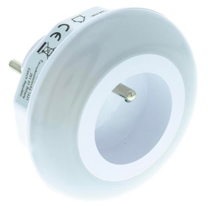 LED Orijentacijska svjetiljka sa senzorom za dan/noć i utičnicom LED/0,6W/230V