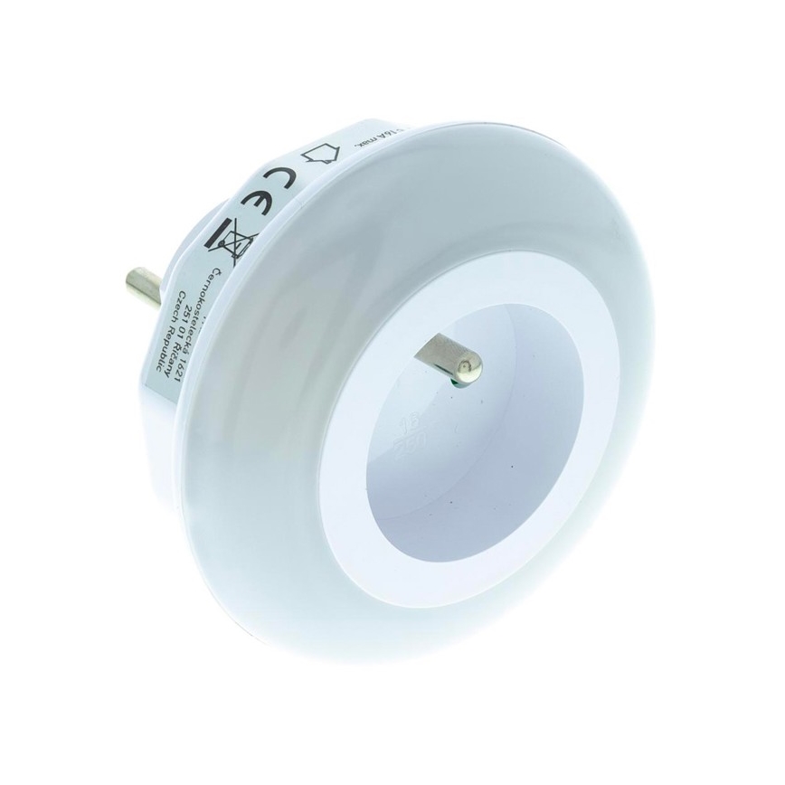LED Orijentacijska svjetiljka sa senzorom za dan/noć i utičnicom LED/0,6W/230V