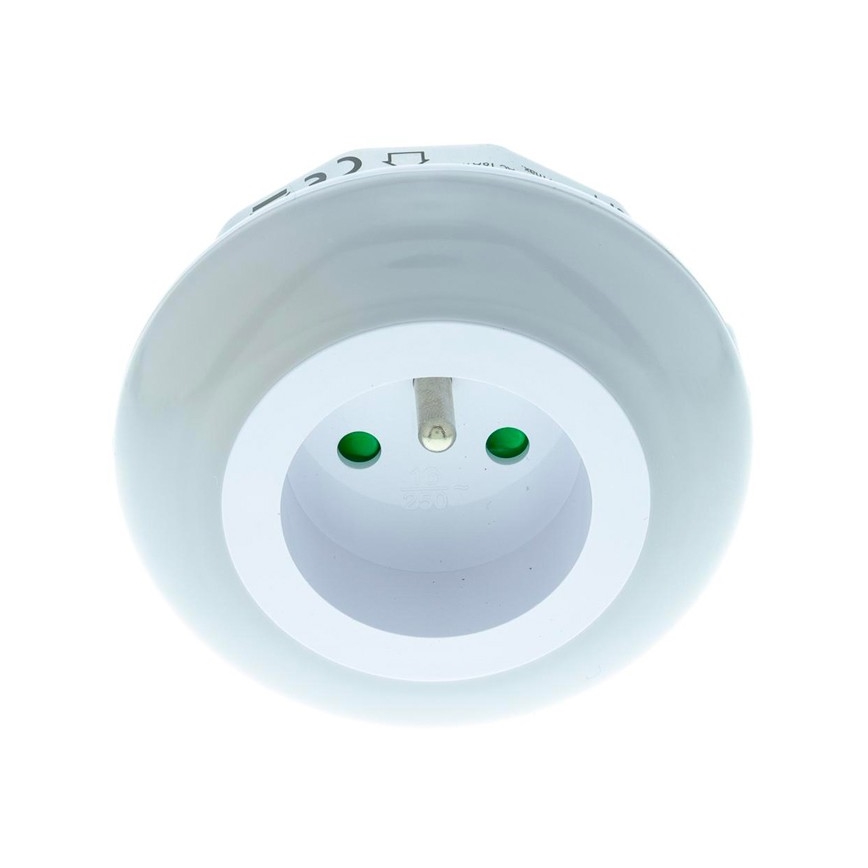 LED Orijentacijska svjetiljka sa senzorom za dan/noć i utičnicom LED/0,6W/230V
