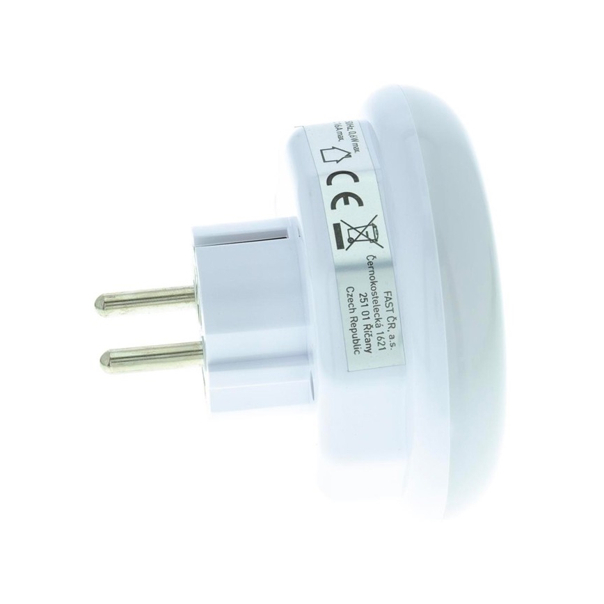 LED Orijentacijska svjetiljka sa senzorom za dan/noć i utičnicom LED/0,6W/230V