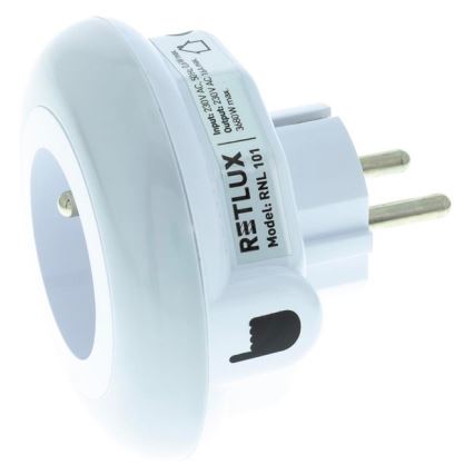 LED Orijentacijska svjetiljka sa senzorom za dan/noć i utičnicom LED/0,6W/230V
