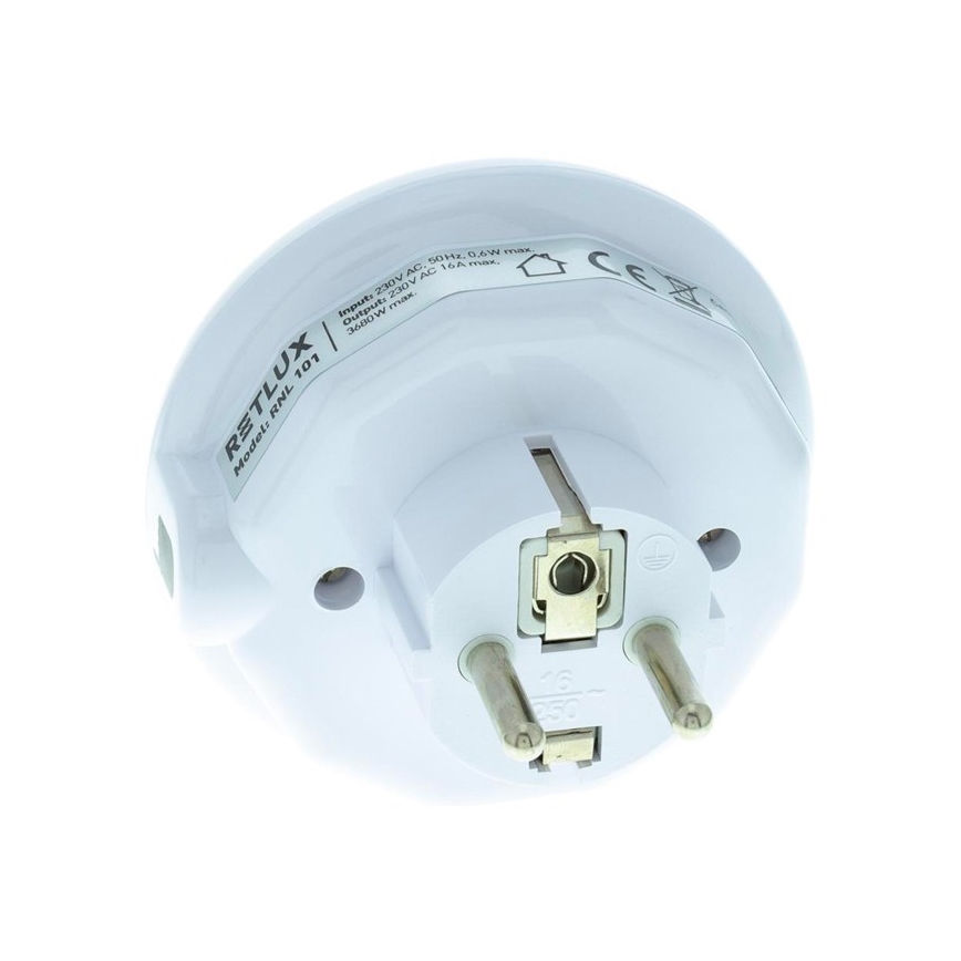 LED Orijentacijska svjetiljka sa senzorom za dan/noć i utičnicom LED/0,6W/230V