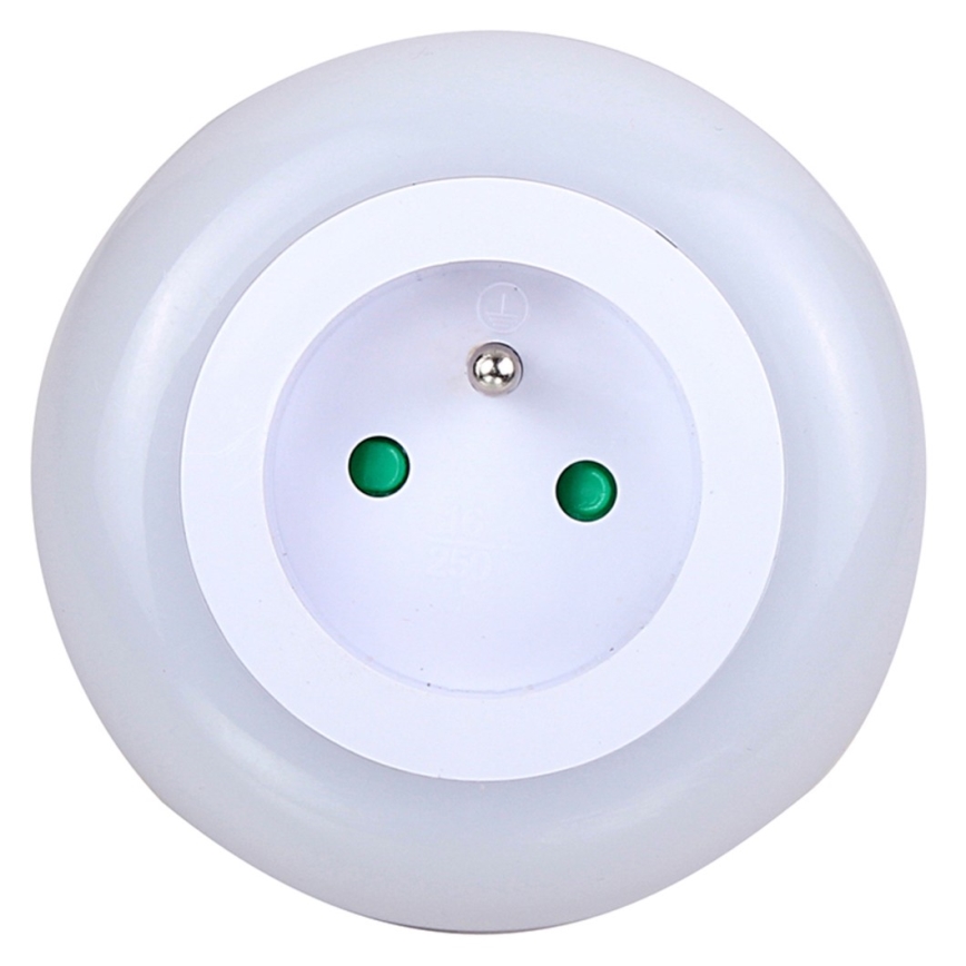 LED Orijentacijska svjetiljka sa senzorom za dan/noć i utičnicom LED/0,6W/230V