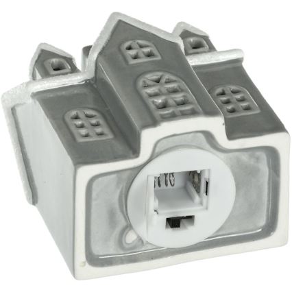LED Porculanska dekoracija LED/2xLR44/topla bijela kućica siva