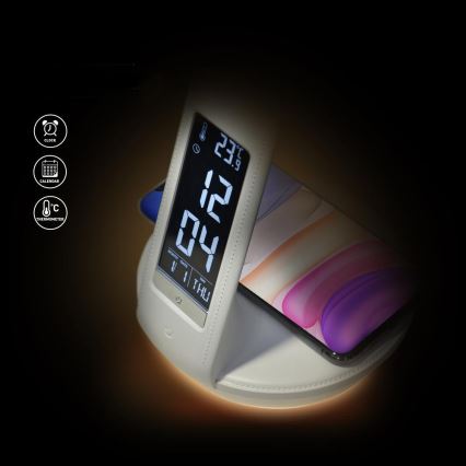 LED Prigušiva stolna lampa s bežičnim punjenjem Qi 5W i zaslonom LED/6W/230V 3000/4000/6000K bijela