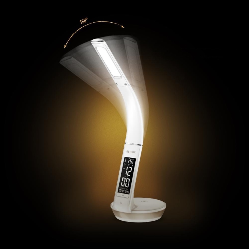 LED Prigušiva stolna lampa s bežičnim punjenjem Qi 5W i zaslonom LED/6W/230V 3000/4000/6000K bijela
