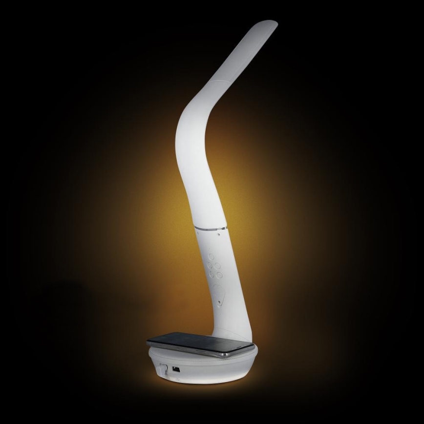 LED Prigušiva stolna lampa s bežičnim punjenjem Qi 5W i zaslonom LED/6W/230V 3000/4000/6000K bijela