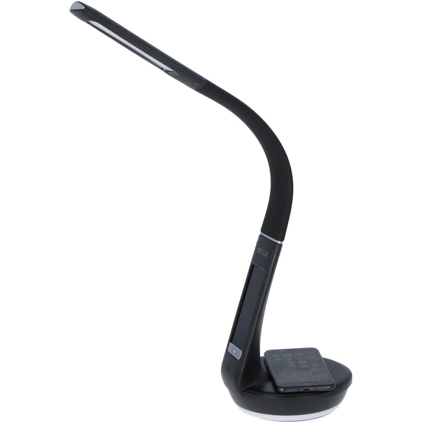 LED Prigušiva stolna lampa s bežičnim punjenjem Qi 5W i zaslonom LED/6W/230V 3000/4000/6000K crna