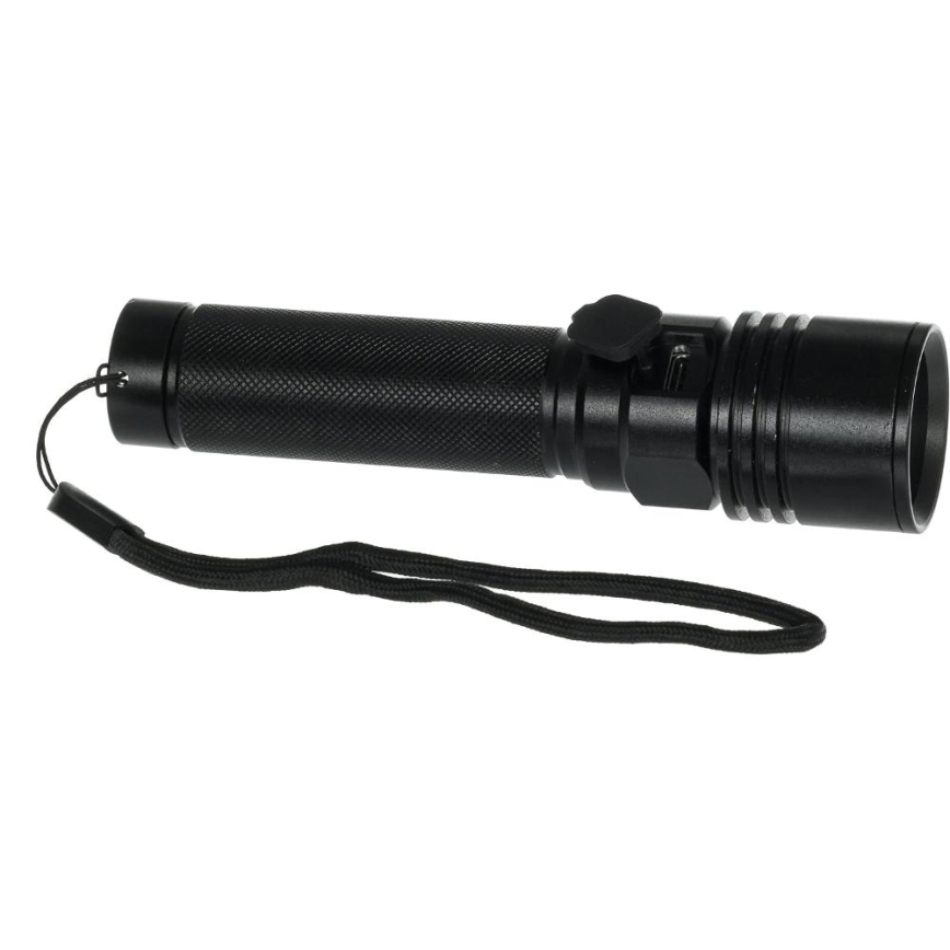 LED punjiva aluminijska ručna svjetiljka LED/3W/2000 mAh IPX4 crna