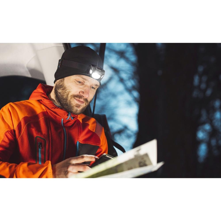 LED punjiva čelovka LED/3W/1200 mAh IP44 crna