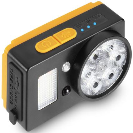 LED punjiva čelna svjetiljka sa senzorom i funkcijom powerbanke LED/1200 mAh IP44 crna