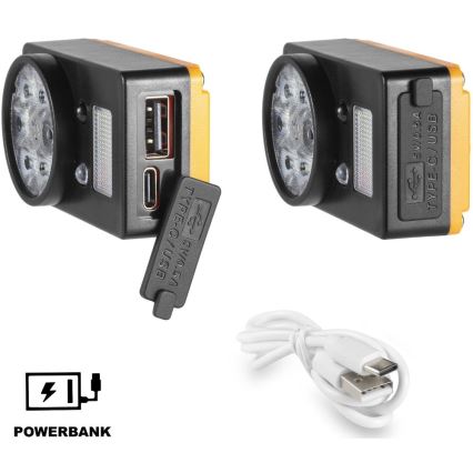 LED punjiva čelna svjetiljka sa senzorom i funkcijom powerbanke LED/1200 mAh IP44 crna