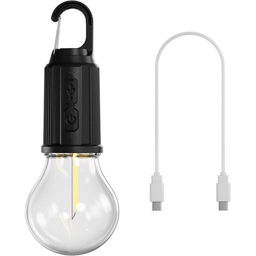 Retlux - LED punjiva svjetiljka s prigušivanjem LED/0,3W/USB 400 mAh IP44 crna