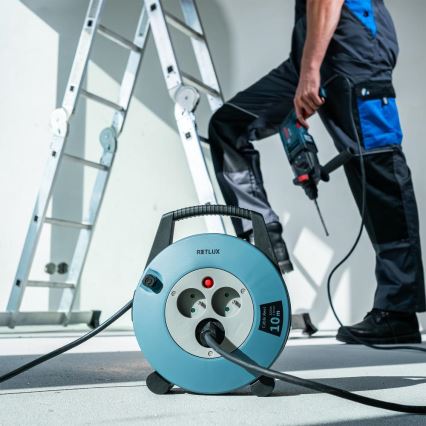 Retlux - Produžni kabel na bubnju 3Z Tip E 10m plavo/crna