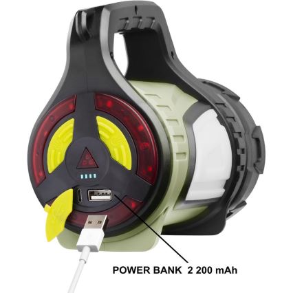 LED vanjska punjiva svjetiljka s mogućnošću prigušivanja i funkcijom powerbanke LED/21W/4400 mAh IP44