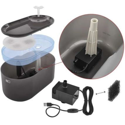 Rezervna vodena pumpa za pametne vodene fontane, crna