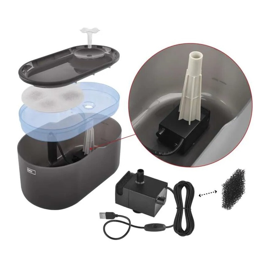 Rezervna vodena pumpa za pametne vodene fontane, crna