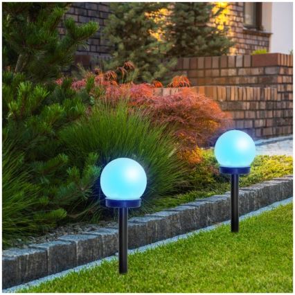 RGB LED solarna svjetiljka sa senzorom SPHERE LED/1,2V IP44 40 mAh, promjer 10 cm