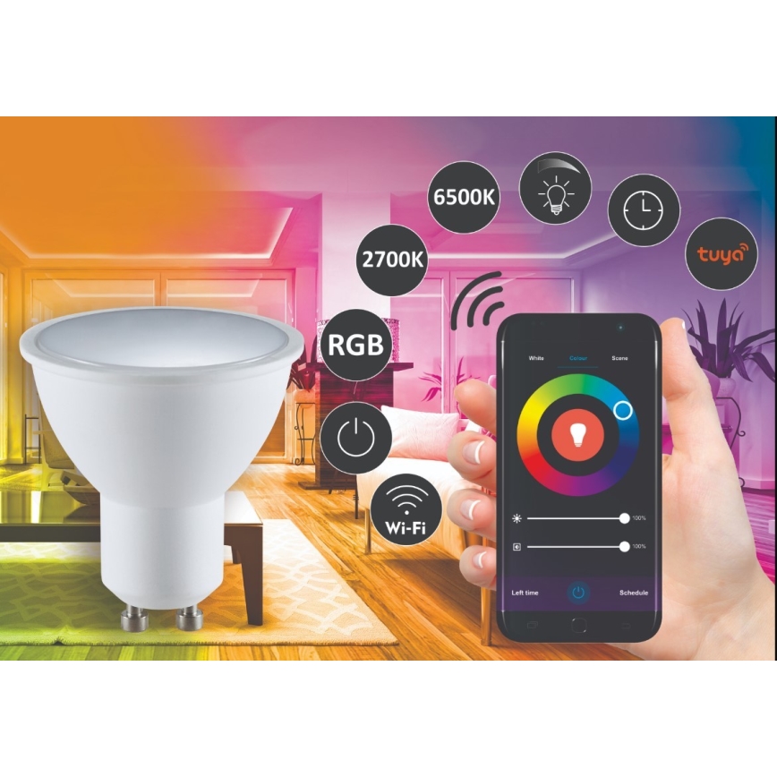 RGBW LED Prigušiva žarulja G45 GU10/5,5W/230V 2700-6500K Wi-Fi Tuya