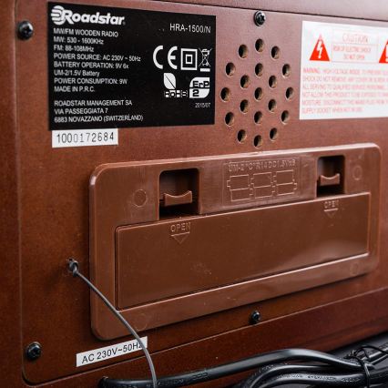 Roadstar HRA-1500/N - FM/MW radio 24W/230V/6xLR14