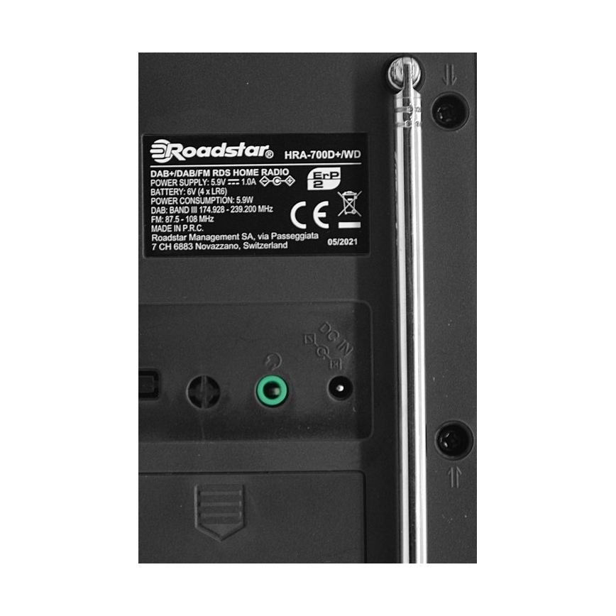 Roadstar HRA-700D+/WD - Radio s DAB+, FM i budilicom 16W/230V/4xAA