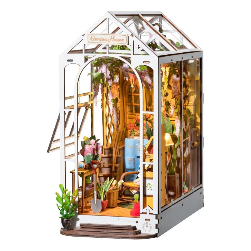 RoboTime - LED Podupirač za knjige Garden house 3D puzzle 2xAAA