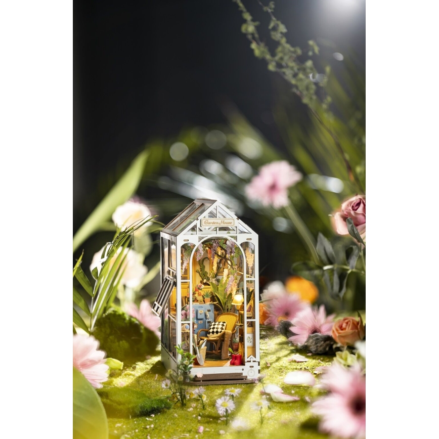 RoboTime - LED Podupirač za knjige Garden house 3D puzzle 2xAAA