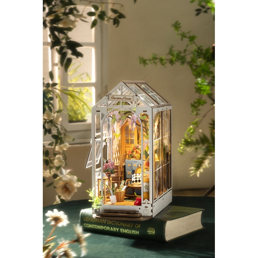 RoboTime - LED Podupirač za knjige Garden house 3D puzzle 2xAAA