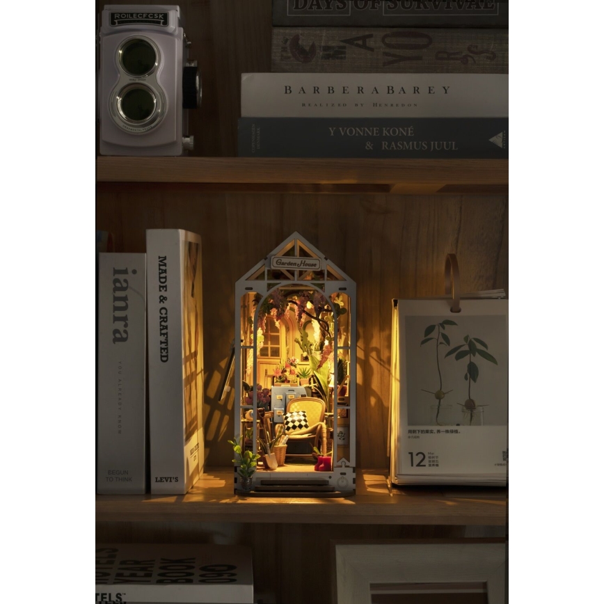 RoboTime - LED Podupirač za knjige Garden house 3D puzzle 2xAAA