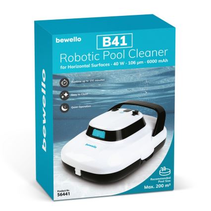 Robotski čistač bazena za vodoravne površine, 40 W / 12,6 V, 6000 mAh, IPX8, bijela