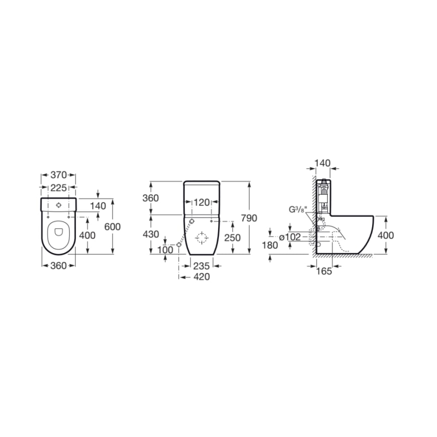 Roca A341242000 - vodokotlić MERIDIAN, donji dovod, keramika/bijela