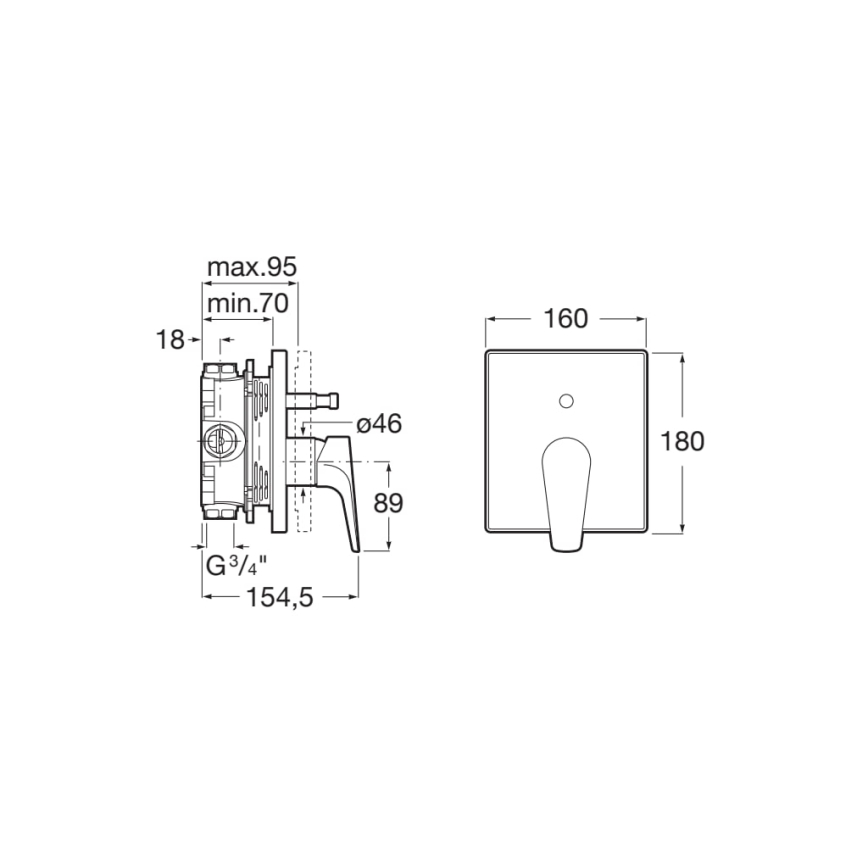 Roca A5A0B90C00 - Tuš miješalica za podžbuknu ugradnju ATLAS sjajni krom