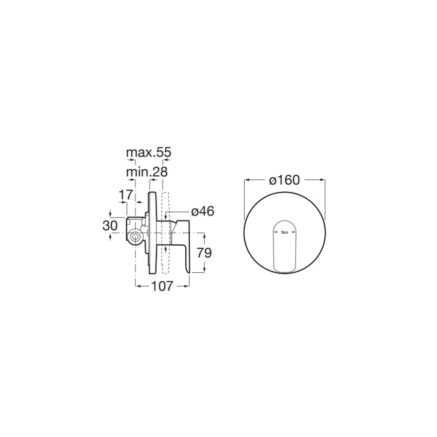 Roca A5A226EC00 - Tuš miješalica za podžbuknu ugradnju CALA sjajni krom