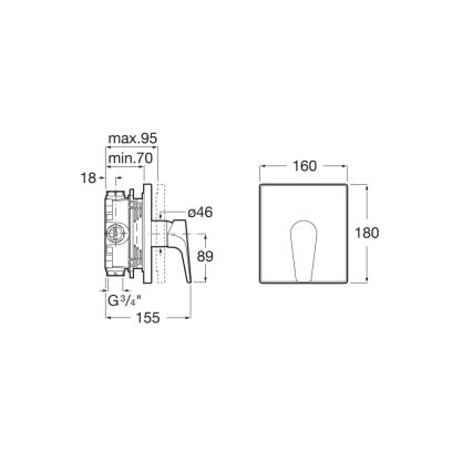Roca A5A2B90C00 - Tuš miješalica za podžbuknu ugradnju ATLAS sjajni krom