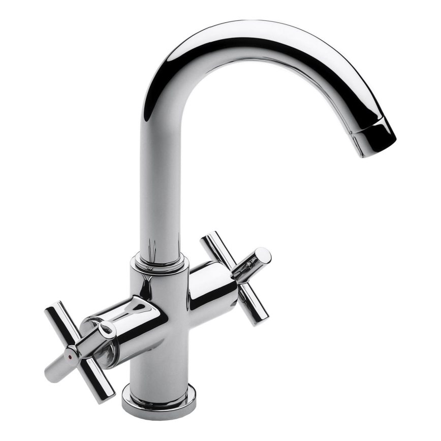 Roca A5A3043C00 - Miješalica za umivaonik + gornji dio sifona s preljevom LOFT 27 cm sjajni krom