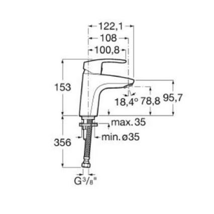 Roca A5A3298C00 - Baterija za umivaonik MONODIN 15,3 cm sjajni krom