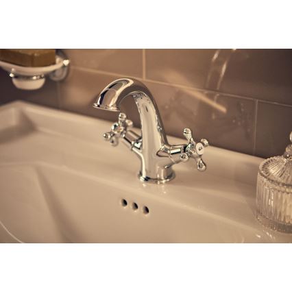 Roca A5A3A4BC00 - Miješalica za umivaonik + gornji dio sifona s preljevom CARMEN 17,8 cm sjajni krom
