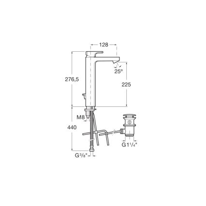 Roca A5A3G01C00 - Miješalica za umivaonik + ispust L90 27,6 cm sjajni krom