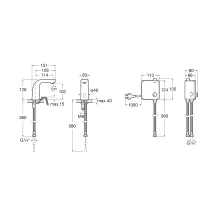 Roca A5A5609C00 - Bezkontaktna slavina za umivaonik L20 4xAA sjajni krom